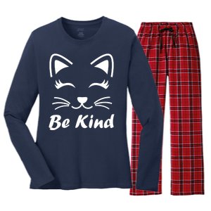 Be Kind Unity Day Anti Bullying Kitten Women's Long Sleeve Flannel Pajama Set 