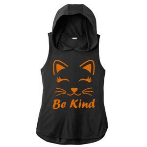 Be Kind Unity Day Orange Anti Bullying Kitten Ladies PosiCharge Tri-Blend Wicking Draft Hoodie Tank