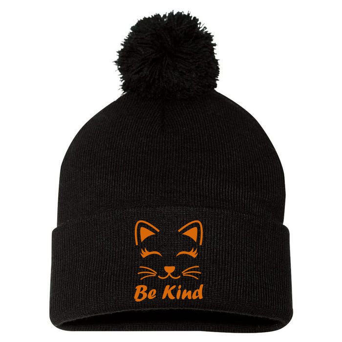 Be Kind Unity Day Orange Anti Bullying Kitten Pom Pom 12in Knit Beanie