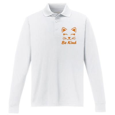 Be Kind Unity Day Orange Anti Bullying Kitten Performance Long Sleeve Polo