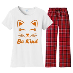 Be Kind Unity Day Orange Anti Bullying Kitten Women's Flannel Pajama Set