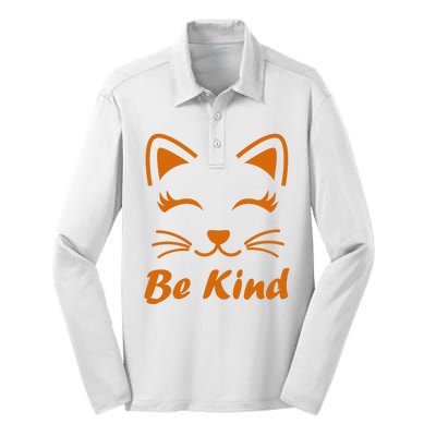 Be Kind Unity Day Orange Anti Bullying Kitten Silk Touch Performance Long Sleeve Polo