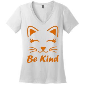 Be Kind Unity Day Orange Anti Bullying Kitten Women's V-Neck T-Shirt