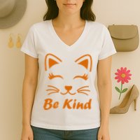 Be Kind Unity Day Orange Anti Bullying Kitten Women's V-Neck T-Shirt