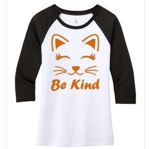 Be Kind Unity Day Orange Anti Bullying Kitten Women's Tri-Blend 3/4-Sleeve Raglan Shirt