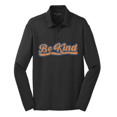 Be Kind Vintage Retro 80's Style Silk Touch Performance Long Sleeve Polo