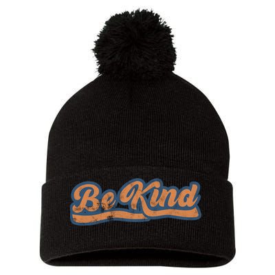 Be Kind Vintage Retro 80's Style Pom Pom 12in Knit Beanie