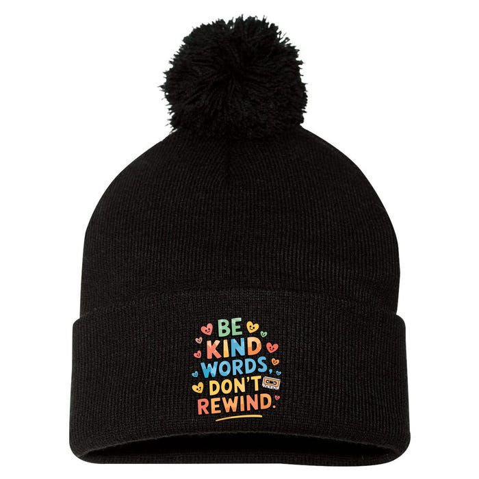 Be Kind Words DonT Rewind Funny Pom Pom 12in Knit Beanie