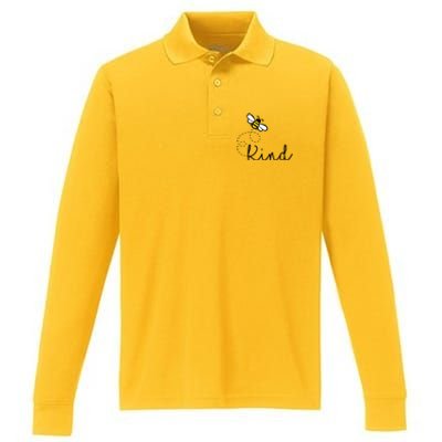 Be Kind Womens Shirt, Bumble Bee, Inspirational Teacher Love Performance Long Sleeve Polo