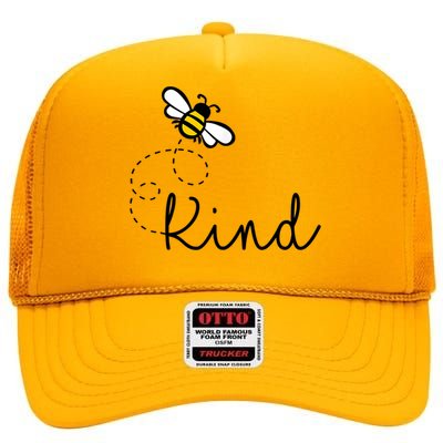 Be Kind Womens Shirt, Bumble Bee, Inspirational Teacher Love High Crown Mesh Back Trucker Hat