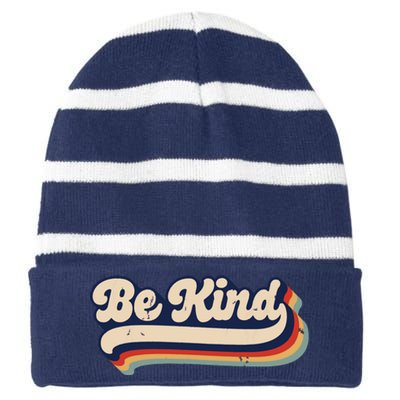 Be Kind Women Positive Inspirational Kindness Retro Vintage Striped Beanie with Solid Band