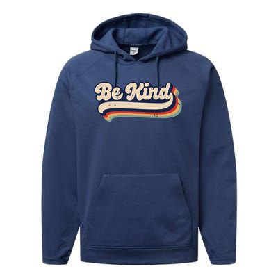 Be Kind Women Positive Inspirational Kindness Retro Vintage Performance Fleece Hoodie