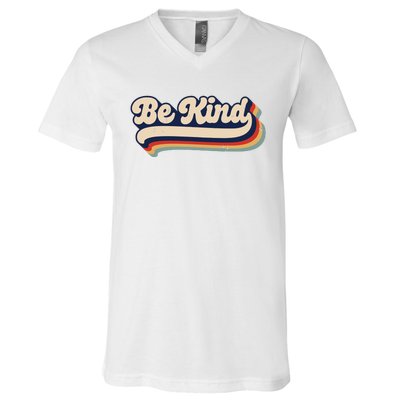 Be Kind Women Positive Inspirational Kindness Retro Vintage V-Neck T-Shirt