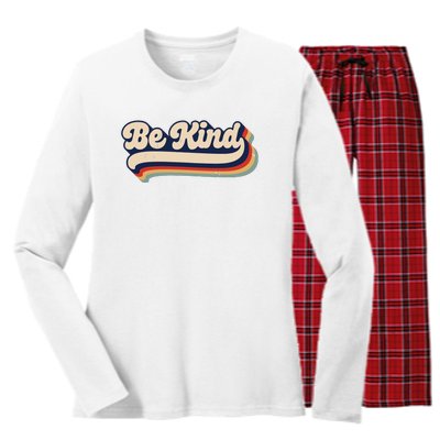 Be Kind Women Positive Inspirational Kindness Retro Vintage Women's Long Sleeve Flannel Pajama Set 