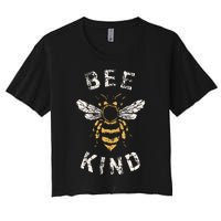 Be Kind Women Inspirational Kindness Cute Funny Bee Graphic Women's Crop Top Tee