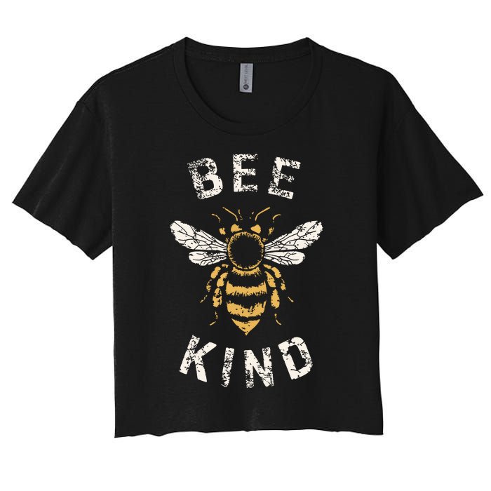 Be Kind Women Inspirational Kindness Cute Funny Bee Graphic Women's Crop Top Tee