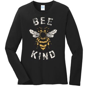 Be Kind Women Inspirational Kindness Cute Funny Bee Graphic Ladies Long Sleeve Shirt