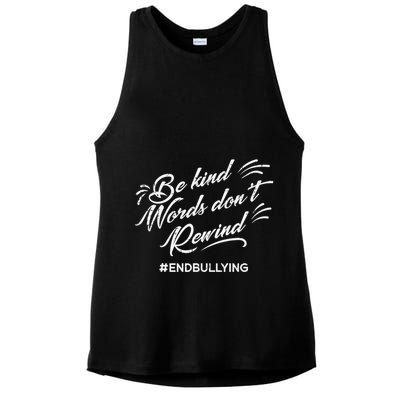 Be Kind Words Dont Rewind Orange Anti Bullying Unity Day Ladies PosiCharge Tri-Blend Wicking Tank