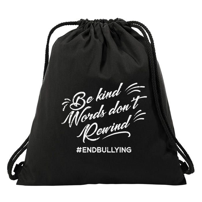 Be Kind Words Dont Rewind Orange Anti Bullying Unity Day Drawstring Bag