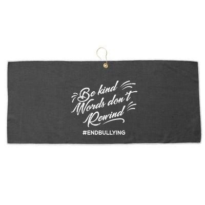 Be Kind Words Dont Rewind Orange Anti Bullying Unity Day Large Microfiber Waffle Golf Towel