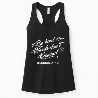 Be Kind Words Dont Rewind Orange Anti Bullying Unity Day Womens Tank Top