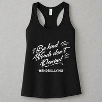 Be Kind Words Dont Rewind Orange Anti Bullying Unity Day Womens Tank Top