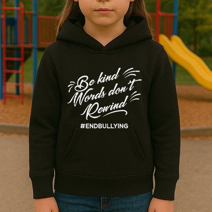 Be Kind Words Dont Rewind Orange Anti Bullying Unity Day Kids Hoodie