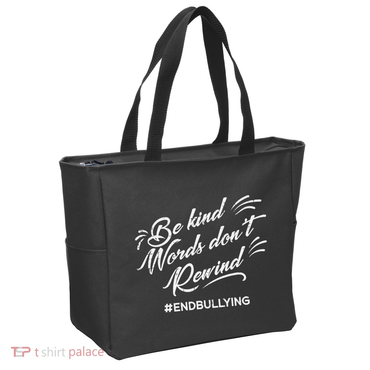Be Kind Words Dont Rewind Orange Anti Bullying Unity Day Zip Tote Bag