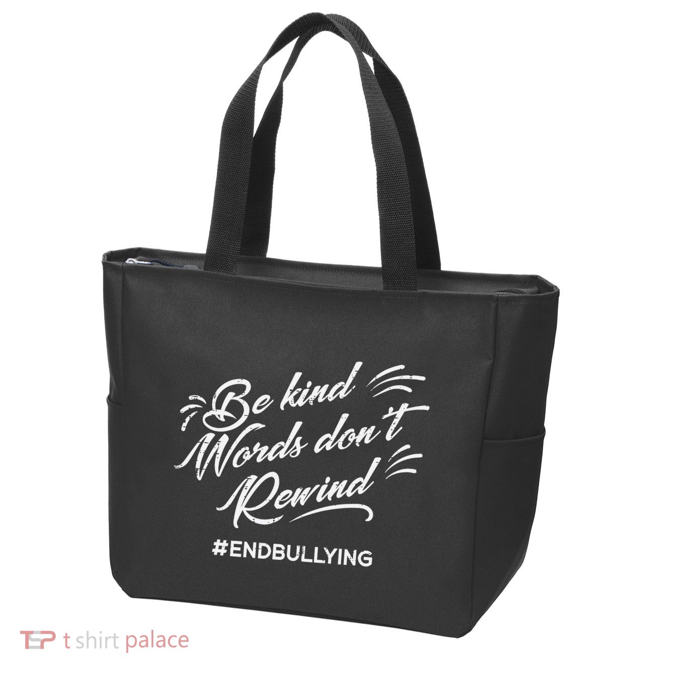 Be Kind Words Dont Rewind Orange Anti Bullying Unity Day Zip Tote Bag