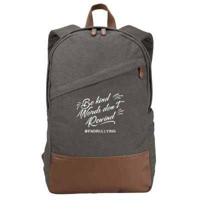 Be Kind Words Dont Rewind Orange Anti Bullying Unity Day Cotton Canvas Backpack