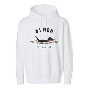 Black Lab 1 Mom Labrador Retriever Owner Mother's Day Garment-Dyed Fleece Hoodie