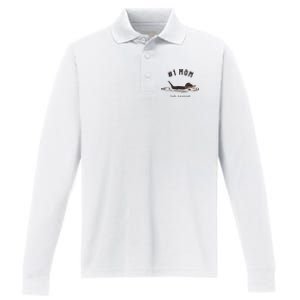 Black Lab 1 Mom Labrador Retriever Owner Mother's Day Performance Long Sleeve Polo