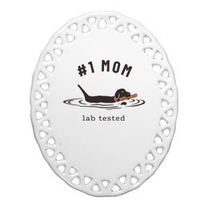 Black Lab 1 Mom Labrador Retriever Owner Mother's Day Ceramic Oval Ornament