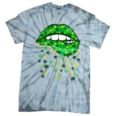 Biting Lips 420 Weed Cannabis Marijuana Stoner Gift Tie-Dye T-Shirt