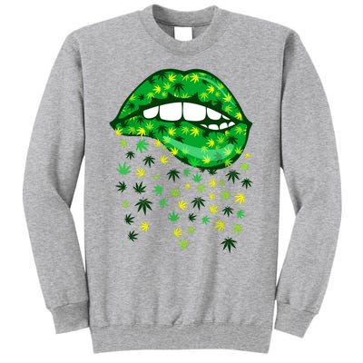 Biting Lips 420 Weed Cannabis Marijuana Stoner Gift Tall Sweatshirt