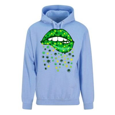 Biting Lips 420 Weed Cannabis Marijuana Stoner Gift Unisex Surf Hoodie