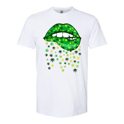 Biting Lips 420 Weed Cannabis Marijuana Stoner Gift Softstyle CVC T-Shirt