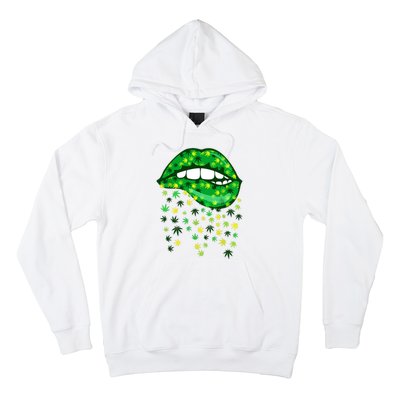 Biting Lips 420 Weed Cannabis Marijuana Stoner Gift Hoodie