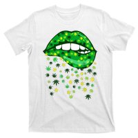 Biting Lips 420 Weed Cannabis Marijuana Stoner Gift T-Shirt