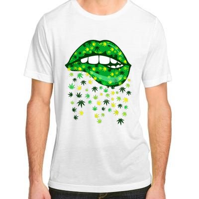 Biting Lips 420 Weed Cannabis Marijuana Stoner Gift Adult ChromaSoft Performance T-Shirt