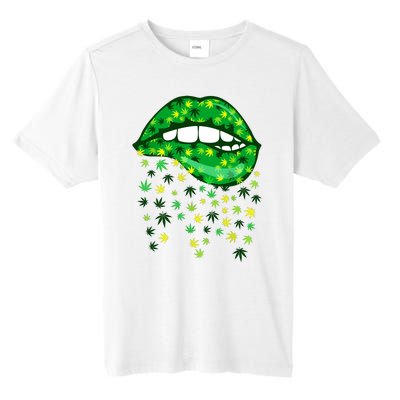 Biting Lips 420 Weed Cannabis Marijuana Stoner Gift Tall Fusion ChromaSoft Performance T-Shirt