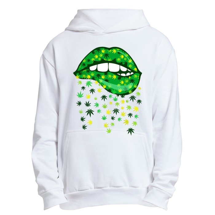 Biting Lips 420 Weed Cannabis Marijuana Stoner Gift Urban Pullover Hoodie