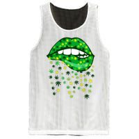 Biting Lips 420 Weed Cannabis Marijuana Stoner Gift Mesh Reversible Basketball Jersey Tank