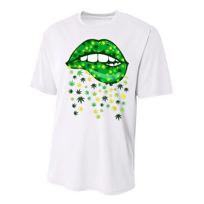 Biting Lips 420 Weed Cannabis Marijuana Stoner Gift Performance Sprint T-Shirt