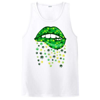 Biting Lips 420 Weed Cannabis Marijuana Stoner Gift PosiCharge Competitor Tank