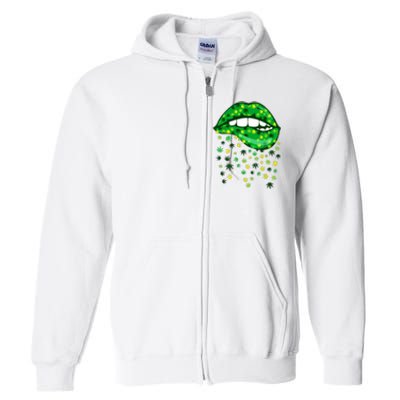 Biting Lips 420 Weed Cannabis Marijuana Stoner Gift Full Zip Hoodie