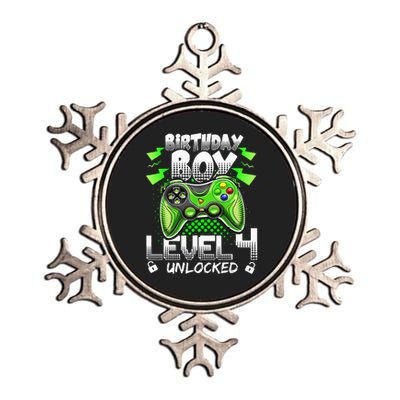 Birthday Level 4 Unlocked Video Gamer Birthday Metallic Star Ornament