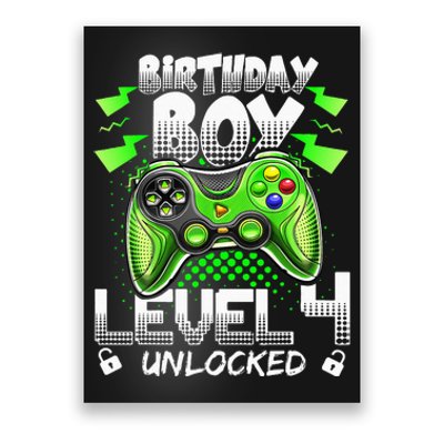 Birthday Level 4 Unlocked Video Gamer Birthday Poster