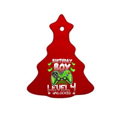 Birthday Level 4 Unlocked Video Gamer Birthday Ceramic Tree Ornament