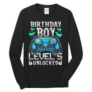 Birthday Level 5 Unlocked Gamer 5th Birthday Gift Tall Long Sleeve T-Shirt